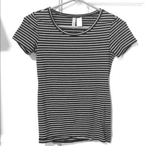 Black & white striped H&M short-sleeved tee.